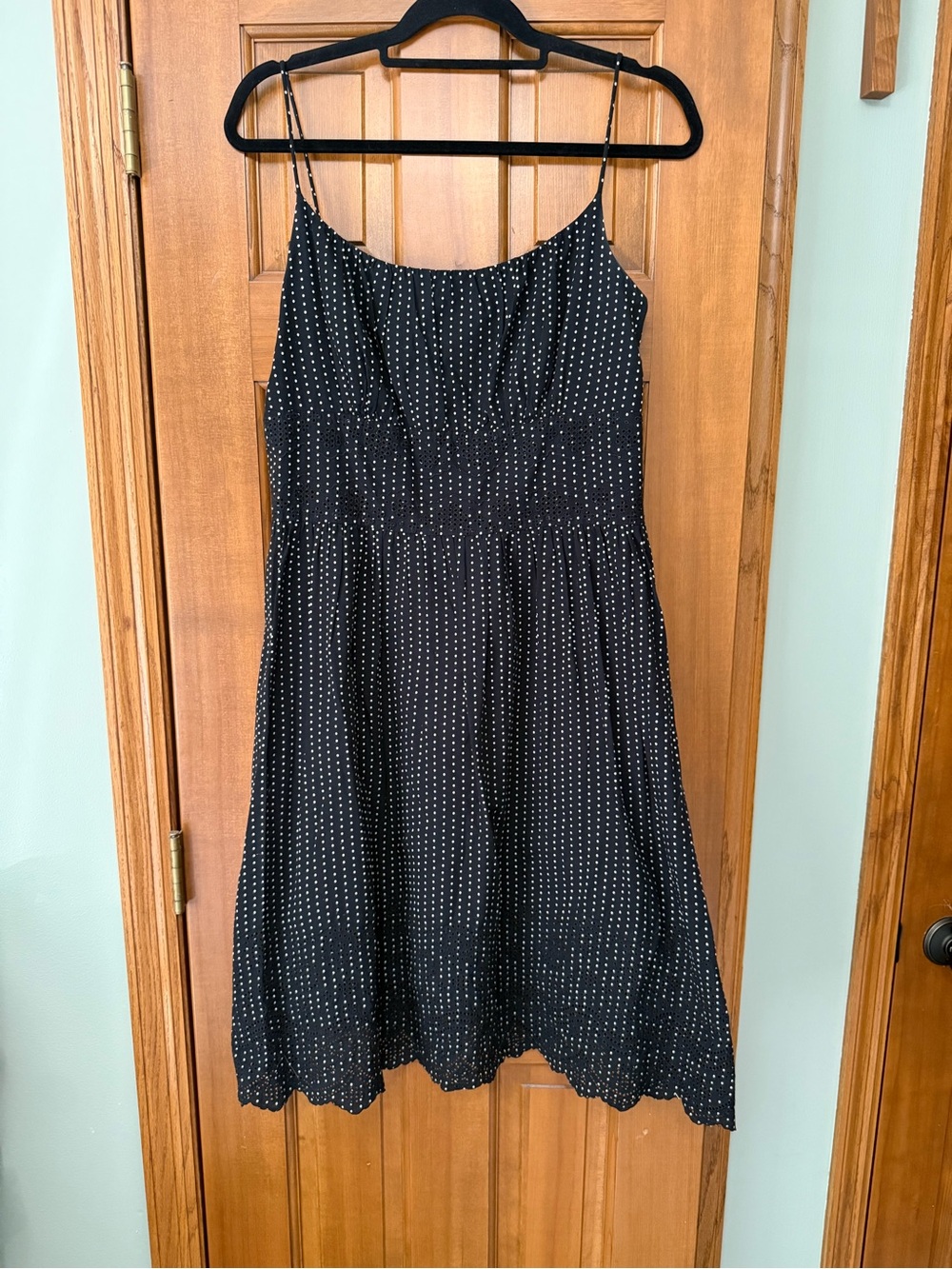Ann Taylor Black Polka Dot Spaghetti-Strap Mini Dress
